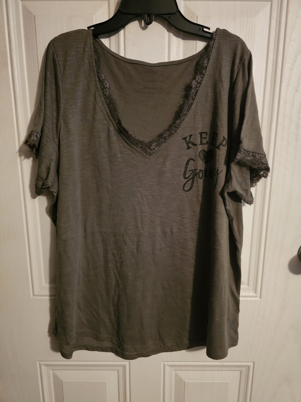torrid Green Lace Trim V-Neck Graphic Tee